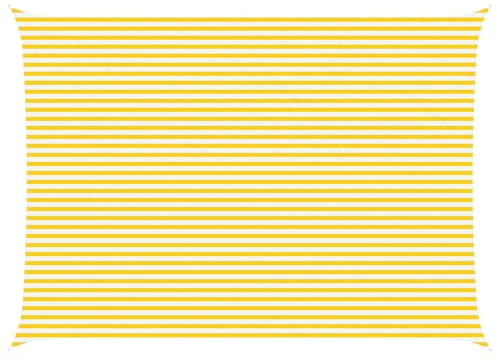 vidaXL Sonnensegel Gelb und Weiß 7 x 5 m 100% Polyester Oxford, Balkonbeschattung, rechteckiges Sonnendach, UV-beständiger Wetterschutz, Wasserabweisende Terrassenabdeckung, Moderne Gartenmarkise