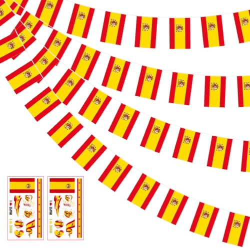 Banderas españolas, banderas de España, para interiores y exteriores, banderines de doble cara para la Copa del Mundo de Fútbol 2026, Día Español, Deportes Eventos, Fiestas Decoraciones