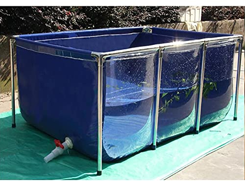 Transparent akvariepool med dräneringsventil för fisk- och räkodling 50x40x30cm dukram - perfekt för hydroponisk vattenlagring och visning blå färg