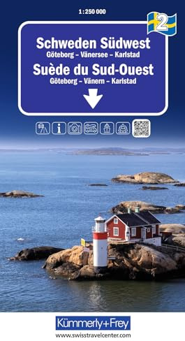 Kümmerly+Frey Regional-Strassenkarte 2 Schweden Südwest 1:250.000: Göteborg-Vänersee-Karlstad
