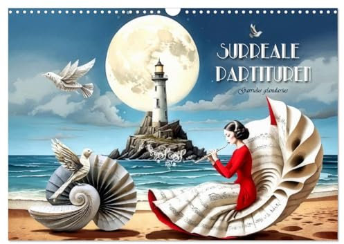 Surreale Partituren (Wandkalender 2025 DIN A3 quer), CALVENDO Monatskalender: Fantastische Szenen aus Notenpapier (CALVENDO Kunst)