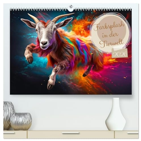 Farbsplash in der Tierwelt (hochwertiger Premium Wandkalender 2026 DIN A2 quer), Kunstdruck in Hochglanz: Lassen Sie sich von lebendigen Farben und faszinierenden Tieren verzaubern! (CALVENDO Tiere)
