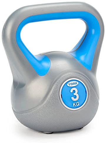 York Fitness Vinyl Kettlebell, Blue, 3 kg