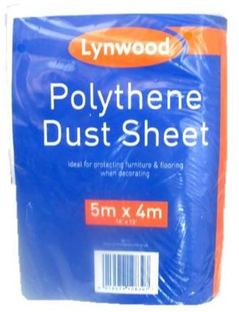 LYNWOOD THIN POLYTHENE DUST SHEET 5 x 4 metre (16' x 13') plastic