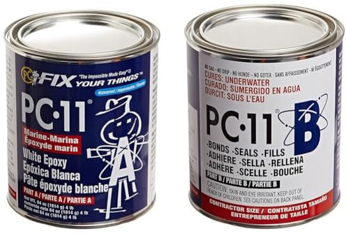 PC-Products PC-11 Colle époxy en deux parties de qualité marine 1,8 kg en deux cannettes, blanc cassé 640111