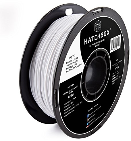HATCHBOX 1,75 mm weißes PETG-Filament für 3D-Drucker - Spule 1 kg (2,2 lbs.) - Maßgenauigkeit +/- 0,05 mm