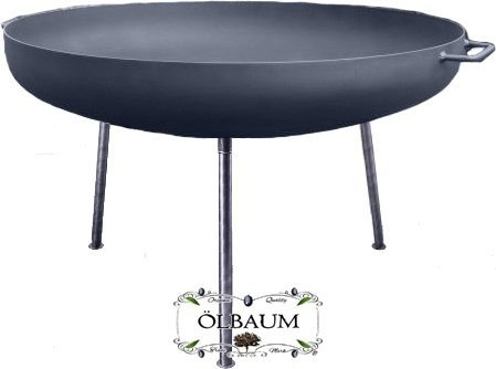 ölbaum Massive XXL Feuerschale ca. 60 cm Holzkohlegrill Schwenkgrill Terrassenfeuer Kugelgrill