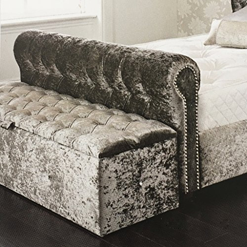 mm08enn beautiful diamontes ottoman,storage,toy box and seating stool in crushed velvet in crushed velvet fabric. (LARGE, GREY SILVER)