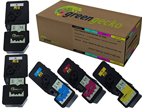 5 Toner ersetzen Kyocera TK-5240 Druckerpatrone I Für Kyocera ECOSYS M 5526 CDN, M 5526 cdw, P 5026 CDN, P 5026 cdw I Druckerpatronen Schwarz(2), Cyan, Magenta, Gelb 5 Stück