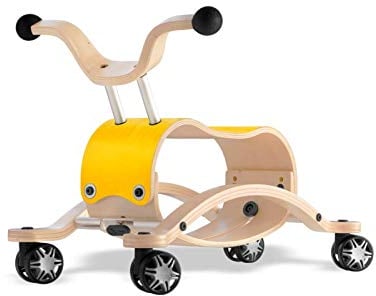 Unbekannt Wishbone Mini FLIP Mix & Match 2in1 - Rutschauto + Schaukel in Farbe: Top gelb + Race Base mit 360° drehbaren Räder