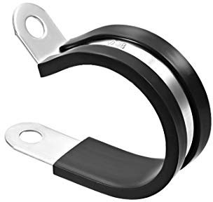 sourcing map Abrazadera metálica aislante con forma de R con amortiguador de goma de acero inoxidable de 38mm 10uds