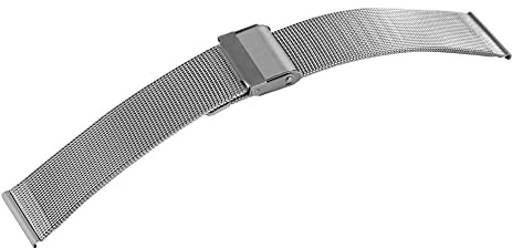 Excellanc-Uhrenarmband Ersatz Meshband aus Edelstahl Hakenverschluss Breite 16-24 mm 8100073 (Stegbreite: 20 mm, silberfarbig feinmaschig)