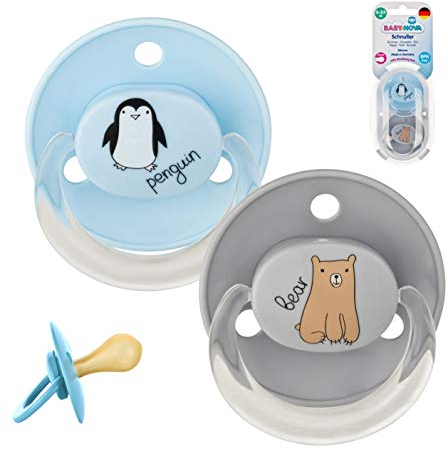 Baby Nova Kirschform Schnuller Gr. UNI 0-24 Monate Latex in Box (Blau/Grau)