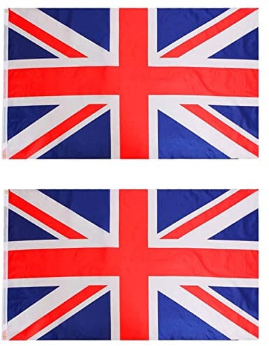 Union Jack Flag - 3ft x 2ft - Pack of 2 - Great Britain Flag with Eyelets - King's, VE Day, Street Parties, Sporting Events Decoration VE DAY COMMONWEALTH