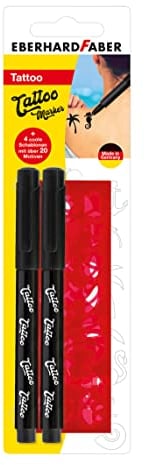 Eberhard Faber 559597 - Tattoo Stifte Set, 2 schwarze Stifte mit 4 Schablonen