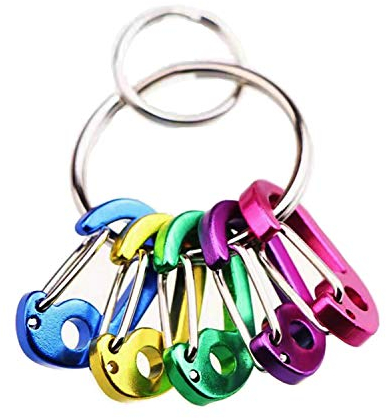 ABCOOL 5 Stück Mikro Schlüsselanhänger Clips, Mini Aluminium langlebig Schnellspanner automatische Verriegelung D-Form federbelasteter Draht-Clip