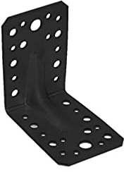 DMX - Winkelverbinder 90x90x65 Winkel Metall mit Sicke - Lochwinkel - Bauwinkel - Holzverbinder -Schwerlastwinkel 1 Stück - Montagewinkel - 90x90x65 mm schwarz
