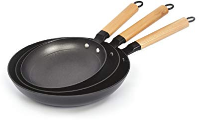 Qulinart by Brandt, Poêle en fonte ultra légère avec couche anti-adhésive en nid d’abeille, Set de 20, 24 & 28 cm, Tous Feux dont Induction, Sans PFOA, chauffe de manière homogène et rapide