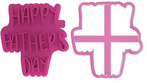 LissieLou Happy Father's Day Style 1 Cookie Cutter and Stamp Father's Day Icing Stamp Fondant Embosser - Light Pink