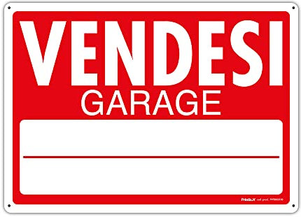 PRINTIX Cartello Vendesi In Polipropilene (PP) Di Spessore 1mm Stampato Con Tecnologia UV Resistente Alle Intemperie Visibilità A Distanza 35cm X 50cm (Vendesi Garage)