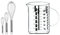 WMF Profi Plus Schneebesen Set 3-teilig, Cromargan Edelstahl teilmattiert & Gourmet Glas Messbecher 1l, hitzebeständiges Glas, Skalierung für Liter, Milliliter, Tassen und Gramm