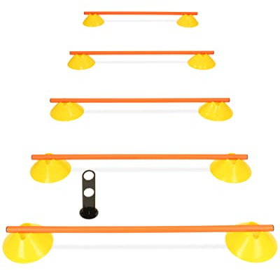 SPORTIKEL24 Cavaletti Mini-Hürden 5er Set – Mulden Gelb & Stangen Orange – sichere Trainingshürden für Hunde – Agility & Koordination
