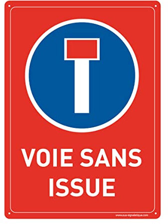 AUA SIGNALETIQUE - Panneau De Signalisation en PVC Rigide et Compact 1.5 mm. (121 x 170 mm, Panneau Voie sans Issue)