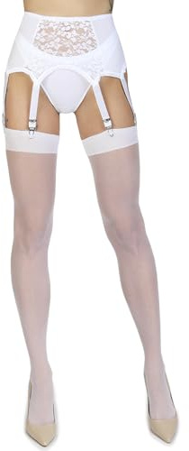Annes styling - Collant reggicalze da donna, a tinta unita, sottili, 20 den, calze velate