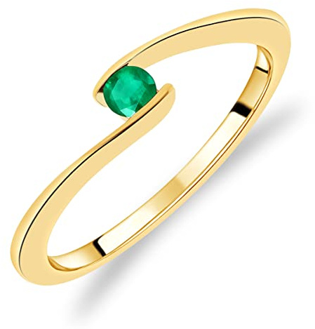 Planetys Damen-Solitärring aus Gelbgold 375/1000 mit natürlichem Smaragd