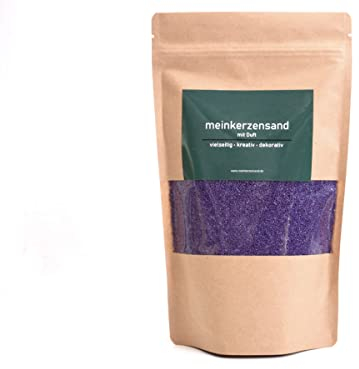 Aromatischer Kerzensand mit Duft 400g inkl. 3 Dochte Aromasand Duftgranulat aus Wachs Raumduft (Anti-Stress Lavendula)