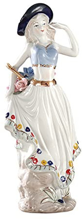 JTBDWOSK Mädchen Statue Europäischen Keramik Figurine Porzellan Statue Elegante Frauen Figur Aquarell Figur Decoarion für Home Restaurant Hotel,Schwarz