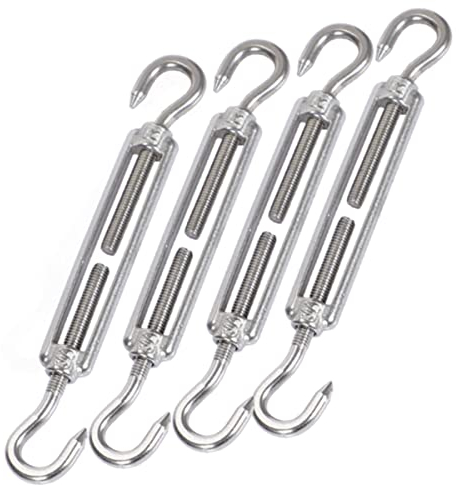 HOUSON M4 Stainless Steel Turnbuckles Wire Tensioner, Adjustable Turnbuckle Hook and Hook for Trellis, Stainless Steel Rope System, Garden Wire, Fence Tensioner Pack of 4(CC)