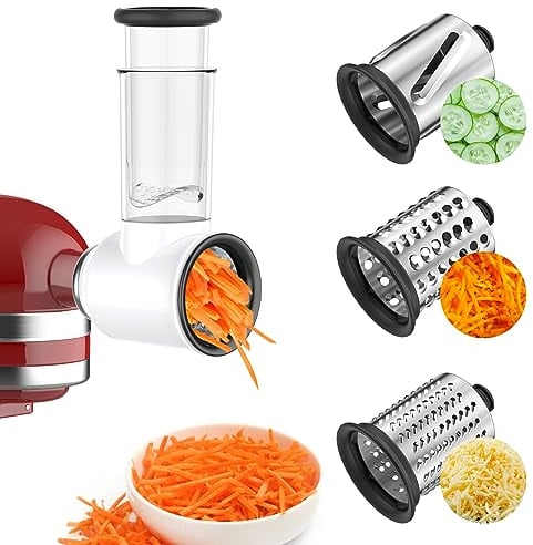 Coolcook Slicer Shredder Accessoire pour Kitchenaid mixeur, Râpe à fromage pour Kitchen Aid, Salade Shredder Inclus 3 lames, Mixeur Pièces Accessoires