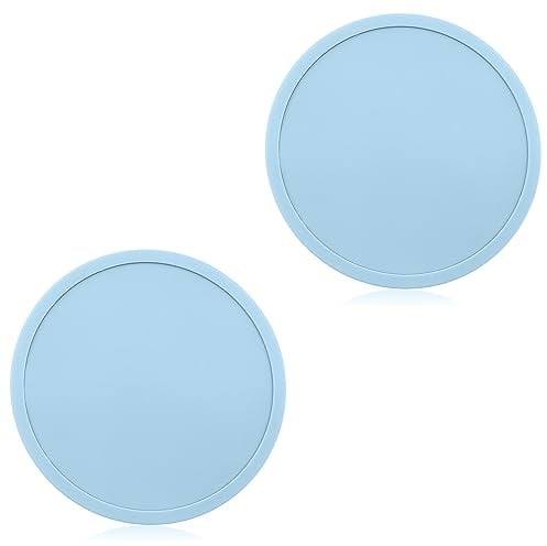 ALLY-MAGIC Drink Coasters, Drink Coasters Cup Pad Mat Round Silicone Rubber Mug Coaster Non Slip for Coffee Beer Mug Wine Glass Bottle Home and Bar Y6-JYBD (Light blue)