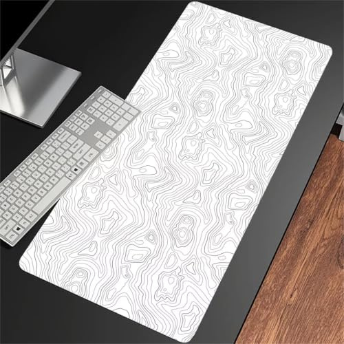 Tapis de Souris Gaming XXL Courbe Blanche, 600x300mm Grand Tapis de Souris, Tapis de Souris Antidérapant Surface Spéciale Améliore Précision et Vitesse, pour Gamer Ordinateur PC