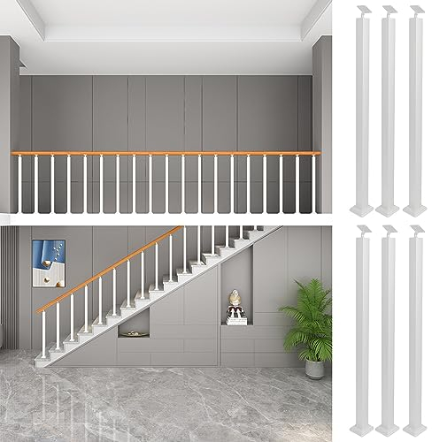 Geländer Treppe Dachboden Treppengeländer-Säulen Eisen Balustradenpfosten, 2 4 6 Stück Deck Baluster-Spindel Bodenmontage, Weiß Geländer-Stange Für Äußeres Hof Treppen Für Den Innenbereich, Veranda Le