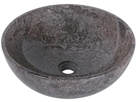 Lavabo in marmo rotondo fine grigio Ø40 cm - lavabo da appoggio bagno marmo design