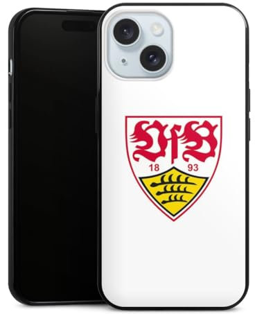 Slim Case extra dünn kompatibel mit Apple iPhone 15 Silikon Handyhülle schwarz Hülle VfB Stuttgart Offizielles Lizenzprodukt Logo