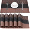 Belle Vous Set de 6 Manteles Individuales - Salvamanteles de PVC Cobre y Negro Antideslizantes Antimanchas y Lavables para Cocina Mesa de Comedor Escritorio Restaurante Salón Hotel