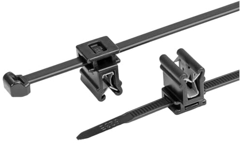 HellermannTyton 156-00948 T50ROSEC4A-PA66W-BK (100) Kabelbinder mit Clip, 200 mm, 4,6 mm, Schwarz, 100 Stück