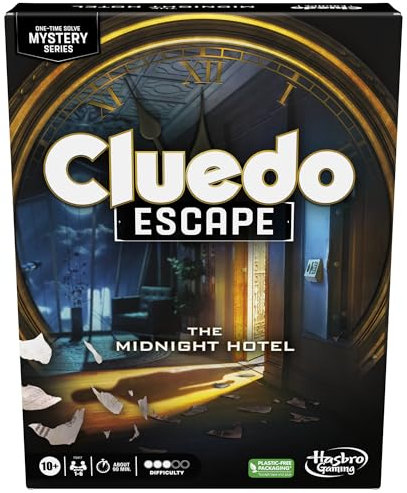 Hasbro Gaming Cluedo Escape: The Midnight Hotel, Escape Room Family Board Game for 1-6 Players, Detective Games for Boys and Girls, Fun Toy