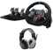Logitech G G29 Driving Force Rennlenkrad und Pedale, Force Feedback + ASTRO A10 Gen 2 kabelgebundenes Headset – für PS5, PS4, PC, Mac – Schwarz