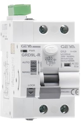 GEYA Disjoncteur à réenclenchement automatique 6KA ELCB Disjoncteur à réenclenchement RCCB à réenclenchement automatique RCD Type AC (Réenclencheur AC220V+RCCB 2P-63A-100mA)