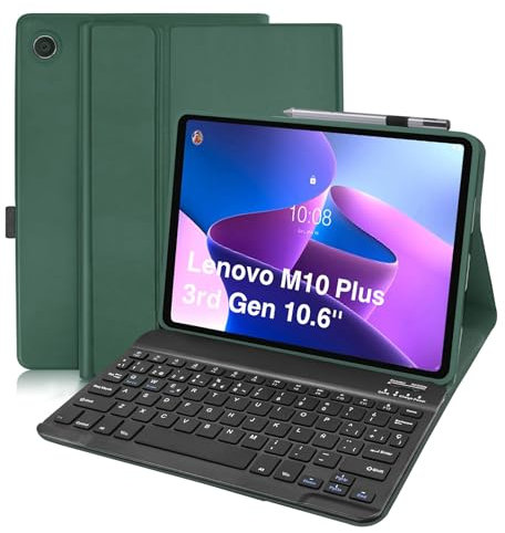 COEZFE Funda con Teclado para Lenovo Tab M10 Plus 3rd Gen 10.6', UK Layout Teclado Magnético para Lenovo M10 Plus 3rd Gen (TB-125FU/128FU/128XU),Azul