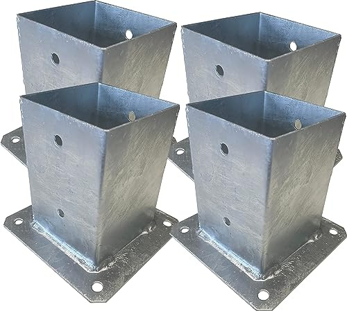 BUZZ Gardens Fence Post Support Bolt-on hot-dip Galvanized Sleeve Anchor Fence Post Foot (80x80 Set of 4)