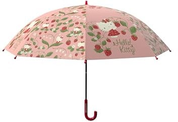 CyP Brands Hello Kitty Ombrello Automatico Ombrello per Bambini Ragazze Multicolore, Prodotto Ufficiale, Rosa
