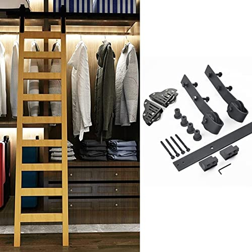 Schiebe-Scheunentor-Hardware-Set – Schiebeleiter-Hardware-Set, 100–800 cm Bibliotheks-Schiebeleiterschiene (ohne Leiter), für Zuhause/Innenraum/Dachboden, anpassbar (Größe: 200 cm (6,6 Fuß)