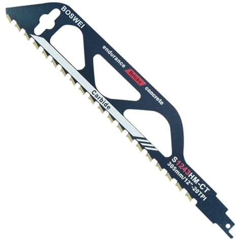 XEERUN Säbelsägeblatt Stein, Hartmetallstahl Sägeblätter, Ytong Sägeblatt, Ziegelsäge Säbelsäge für Porenbeton, Holz, Metall, Ziegel, Beton, Professional Sägeblätter Säbelsäge (S1243HM, 305mm)