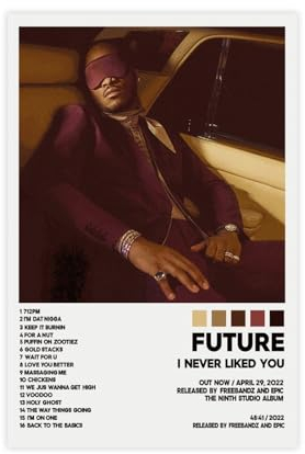 Future Posters I Never Liked You Tracklist-Album, Leinwand-Poster, Schlafzimmer-Dekor, Sportlandschaft, Büro, Raumdekoration, Geschenk, ungerahmt: 20 x 30 cm