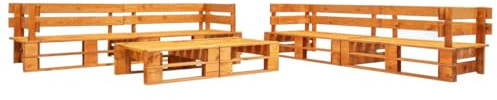 WEMYUFURN 6-TLG. Garten-Lounge-Set aus Paletten Holz Honigbraun, Outdoor-Sitzgruppe, Terrassen-Lounge-Set, Garten-Couchgarnitur - Wetterbeständig, Komfortabel - für Terrasse, Garten und Balkon